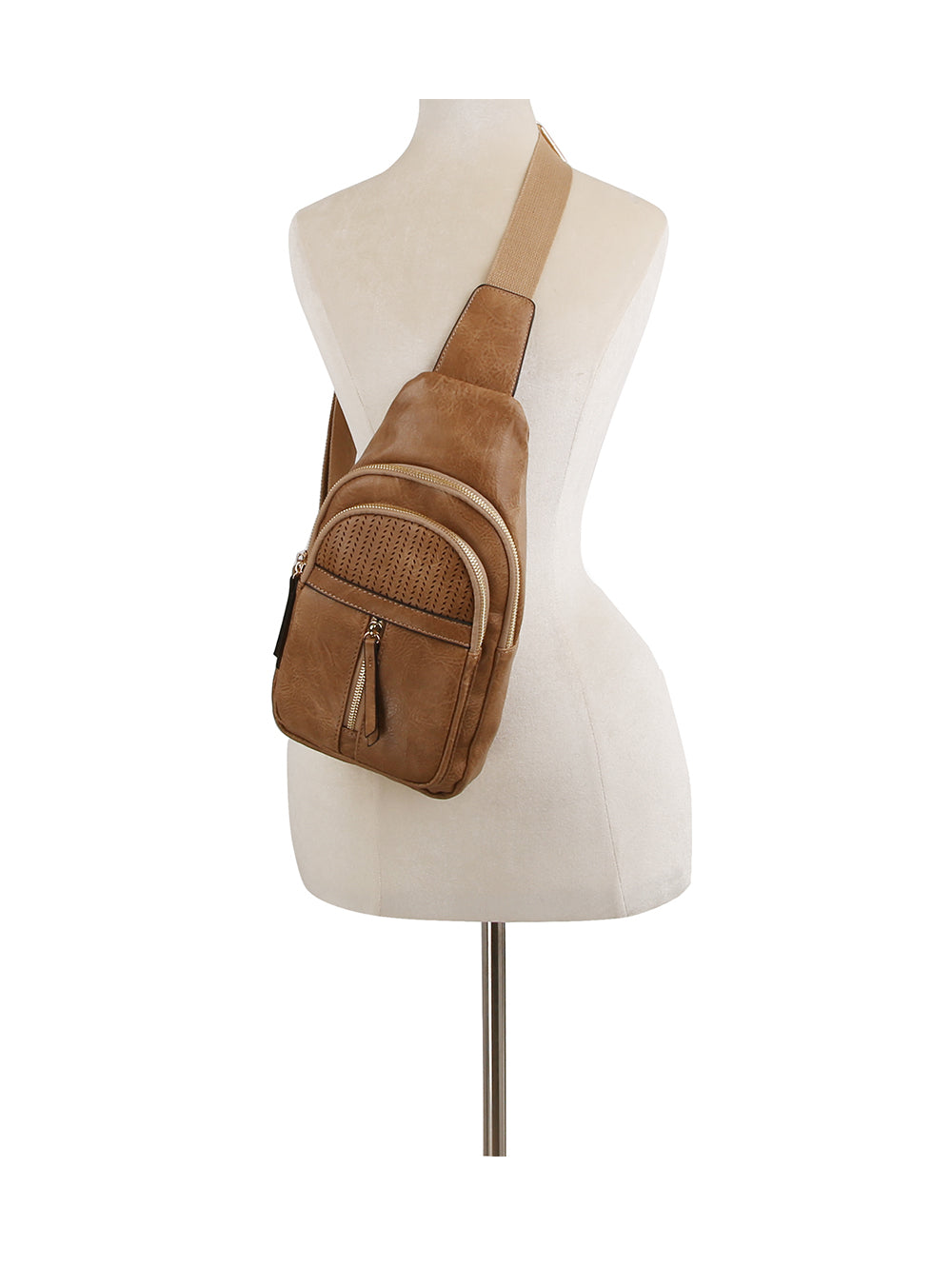 Front pocket leather sling bag by hfstylish