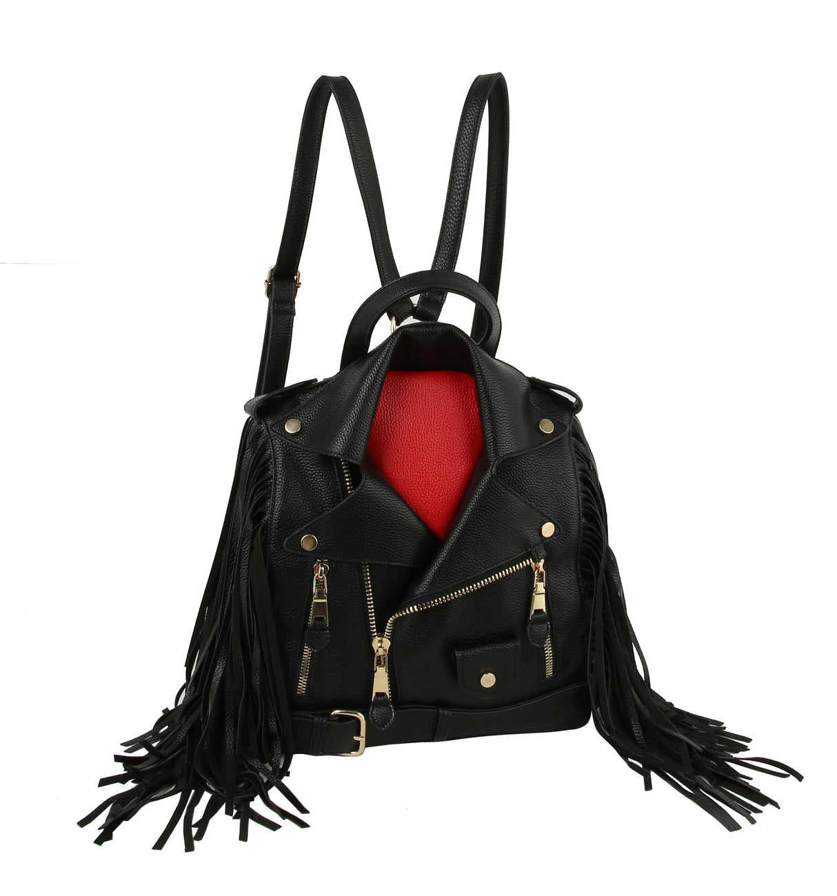 Fringe Motorcycle Jacket Backpack Handbag by hfstylish