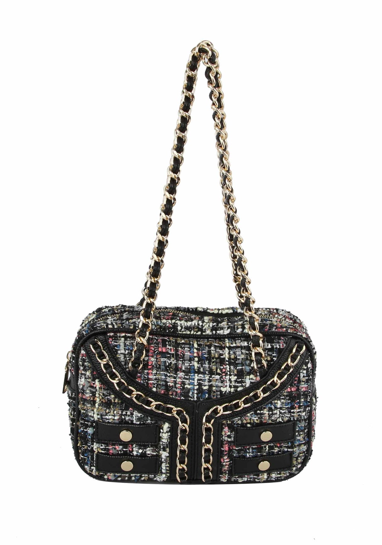 MUTLTI COLOR FABRIC BIKER SHOULDER BAG by hfstylish