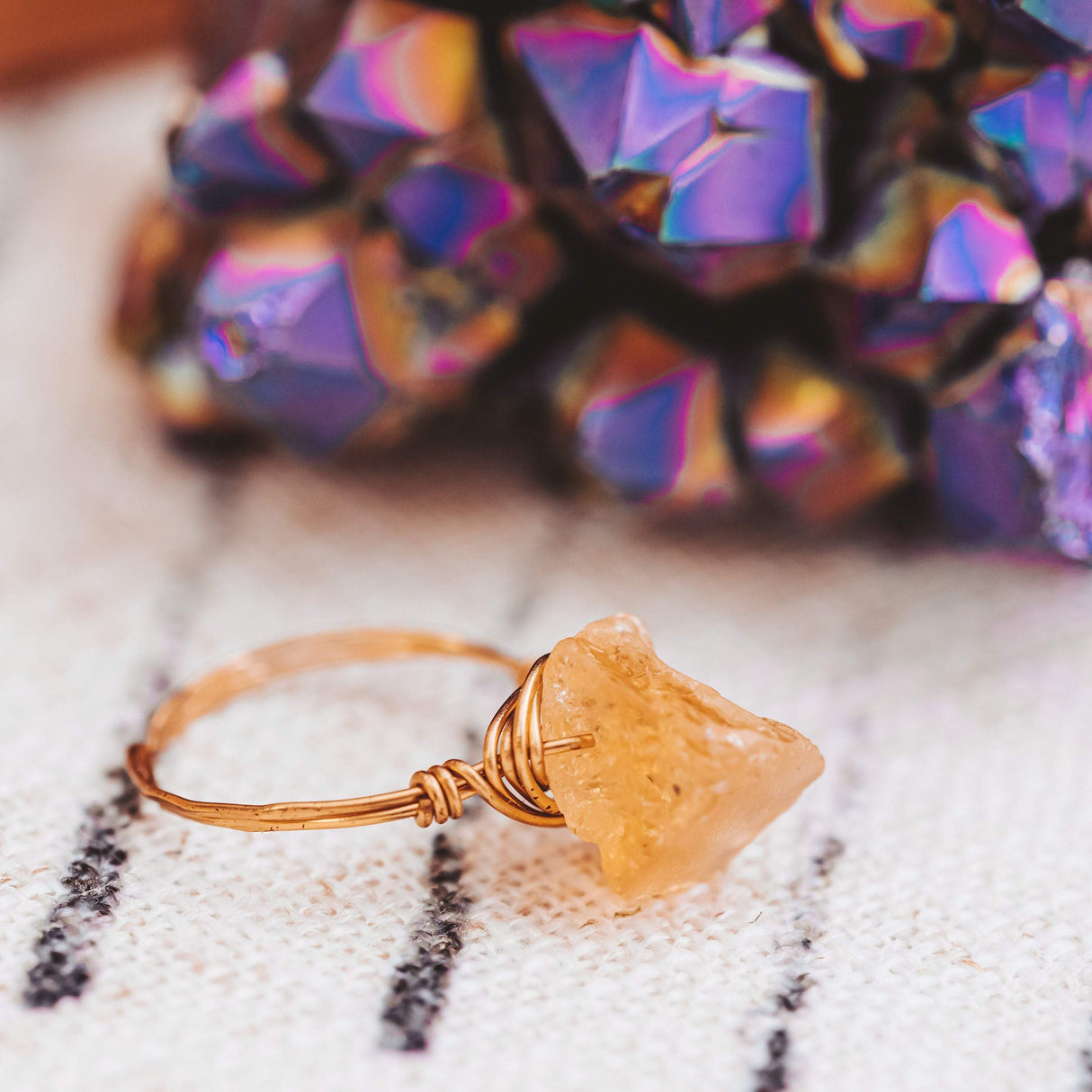 Large Citrine Stone Ring by Salt and Sparkle