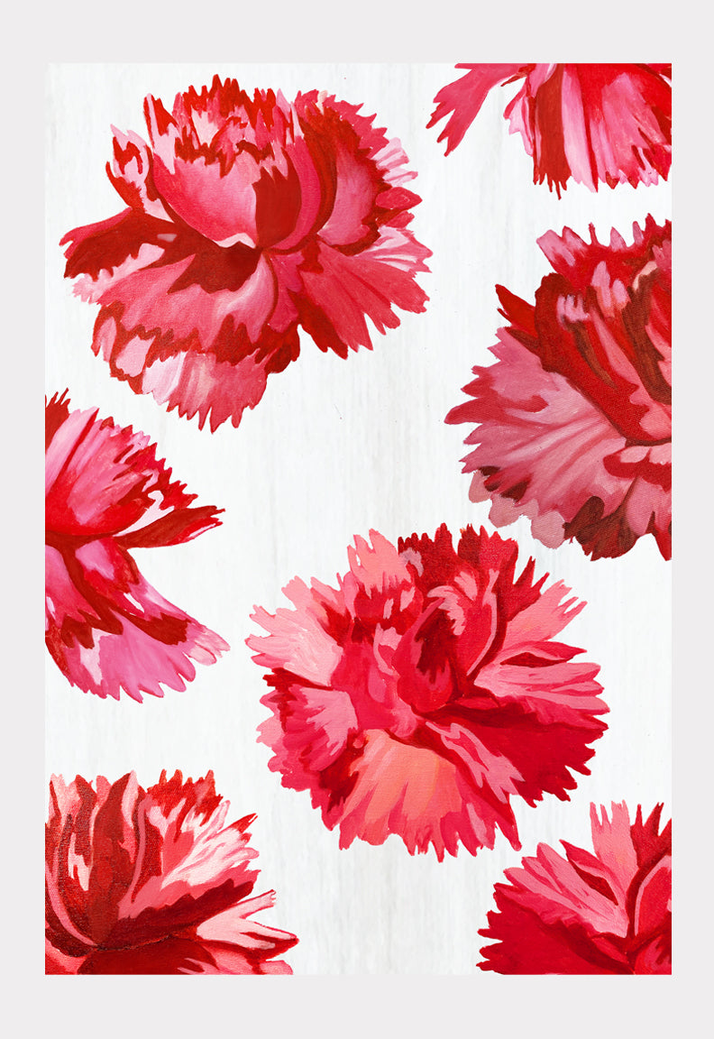 Art Print:  Red Carnations on Snow by India & Purry