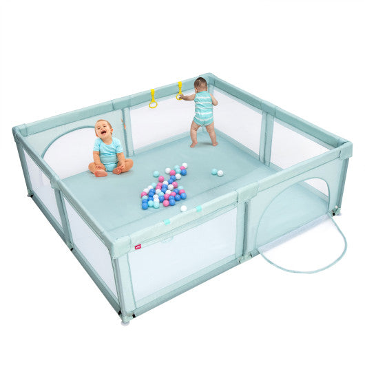 Large Infant Baby Playpen Safety Play Center Yard with 50 Ocean Balls-Blue