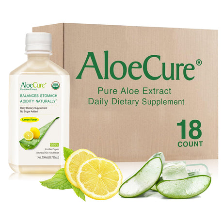 Pure Aloe Vera Juice Lemon Flavor - USDA Certified Organic by AloeCure