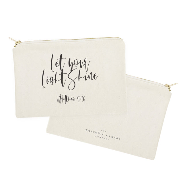 Let Your Light Shine, Matthew 5:16 Cotton Canvas Cosmetic Bag by The Cotton & Canvas Co.