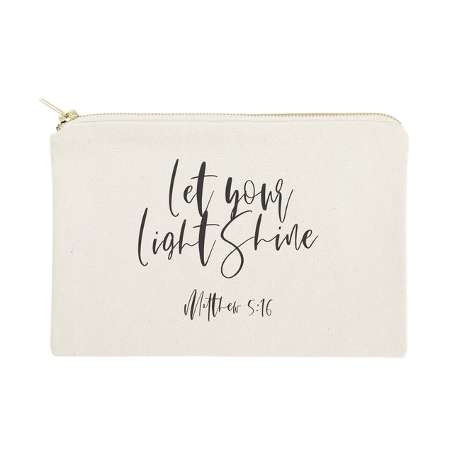 Let Your Light Shine, Matthew 5:16 Cotton Canvas Cosmetic Bag by The Cotton & Canvas Co.