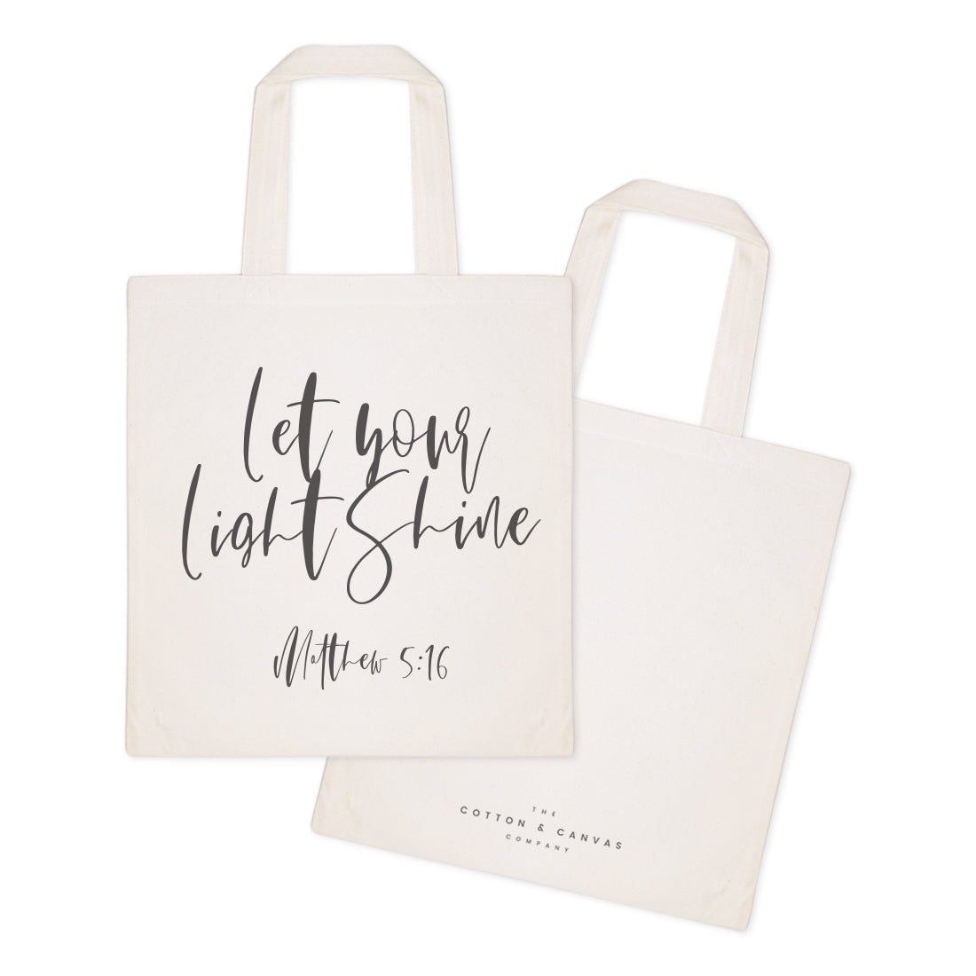 Let Your Light Shine, Matthew 5:16 Cotton Canvas Tote Bag by The Cotton & Canvas Co.