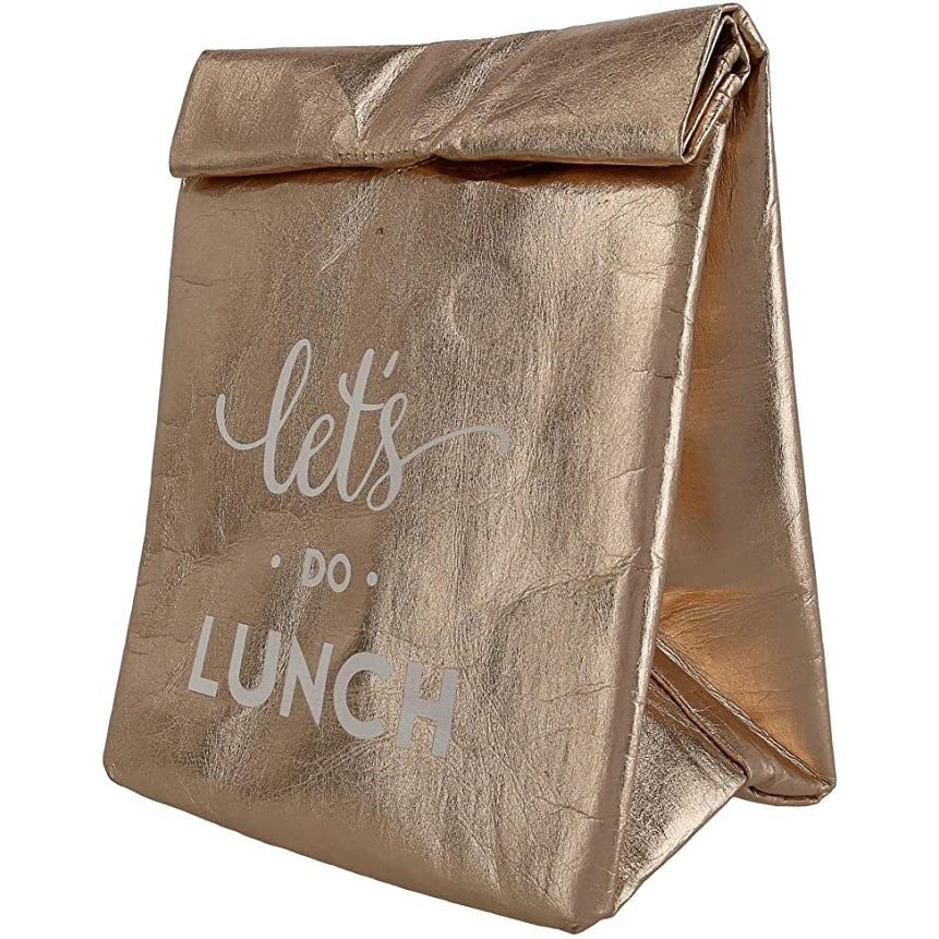 Let's Do Lunch Washable Paper Insulated Bag in Rose Gold | Pack of 6 by The Bullish Store