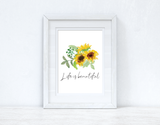 Life is beautiful Sunflower Spring Seasonal Wall Home Decor Print by WinsterCreations™ Official Store