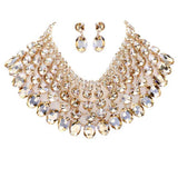 Crystal Glass Bib Statement Necklace Earring Set by Madeline Love