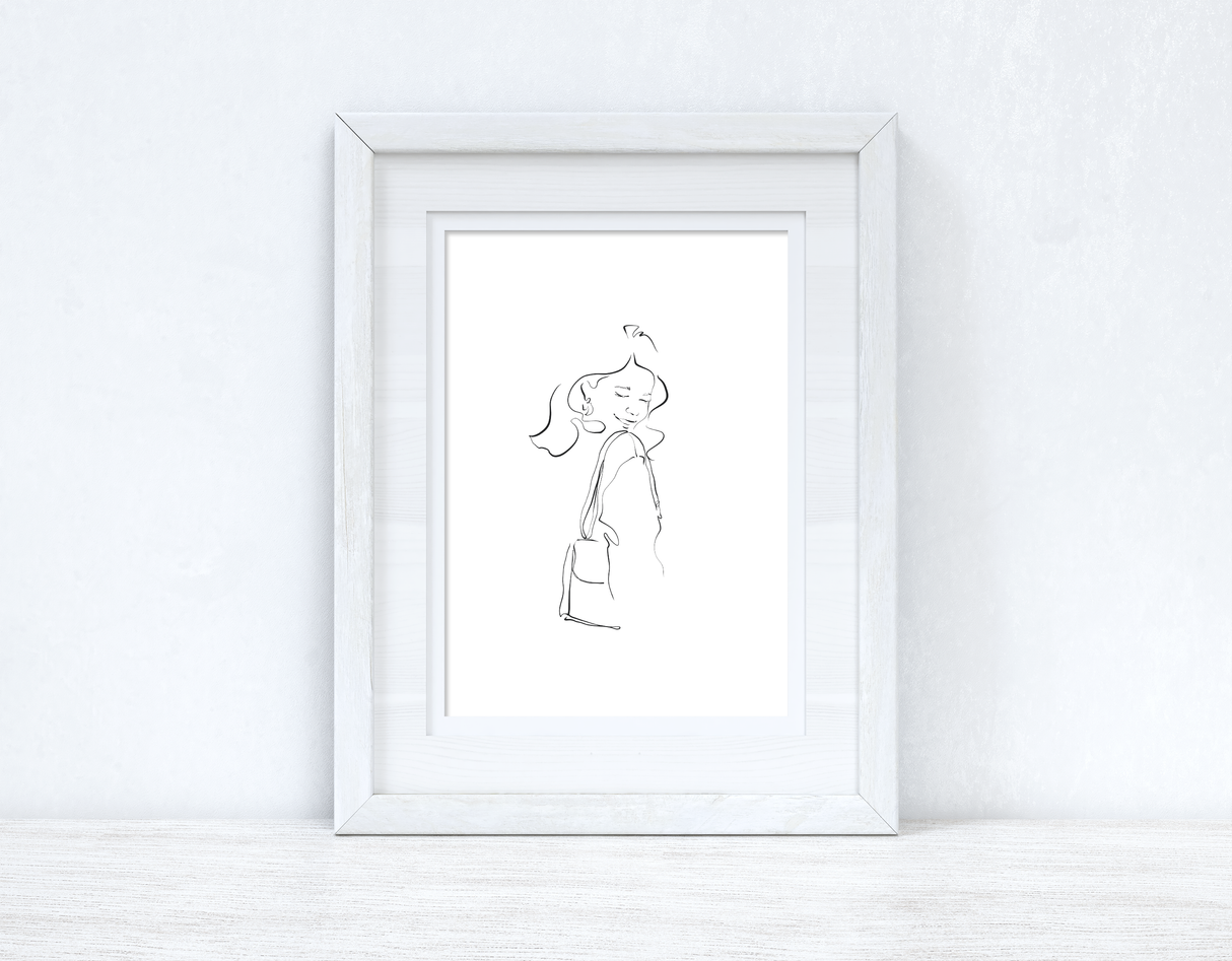 Line Work Woman Happy Simple Home Bedroom Dressing Room Wall Decor Print by WinsterCreations™ Official Store