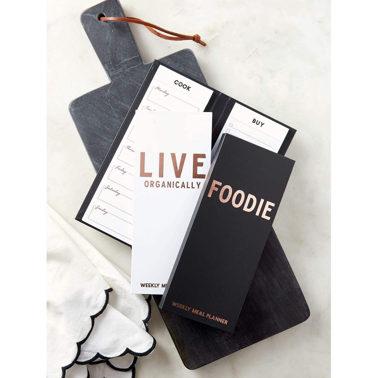 Live Organically Weekly Meal Planner | Hardbound | White and Rose Gold by The Bullish Store