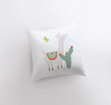 Llama with Green Cactus | Alpaca Pillow | Good Vibes Only | Cactus Pillow | Positive Vibes |South West | Lumbar Pillow | Llama Pillow Case by UniikPillows