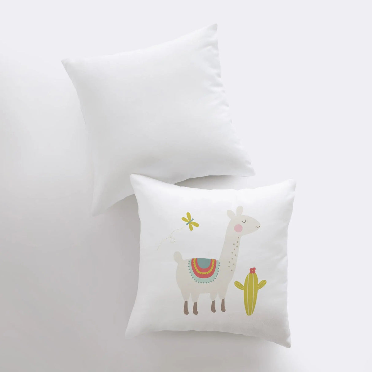 Llama with Lime Green Cactus | Alpaca Pillow | Good Vibes Only | Cactus Pillow | Positive Vibes | South West | Pillow | Llama Pillow Case by UniikPillows