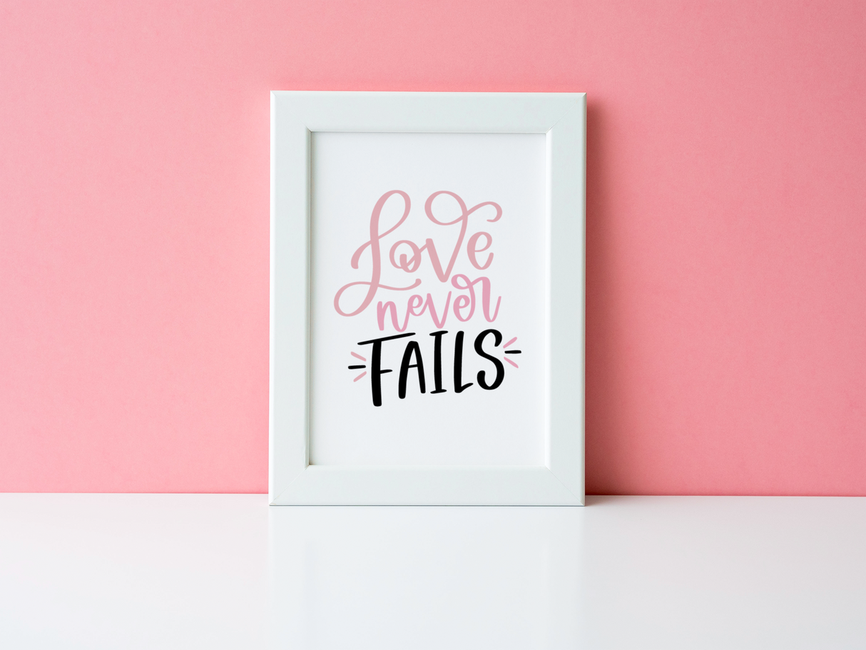 Love Never Fails Valentine's Day Home Wall Decor Print by WinsterCreations™ Official Store