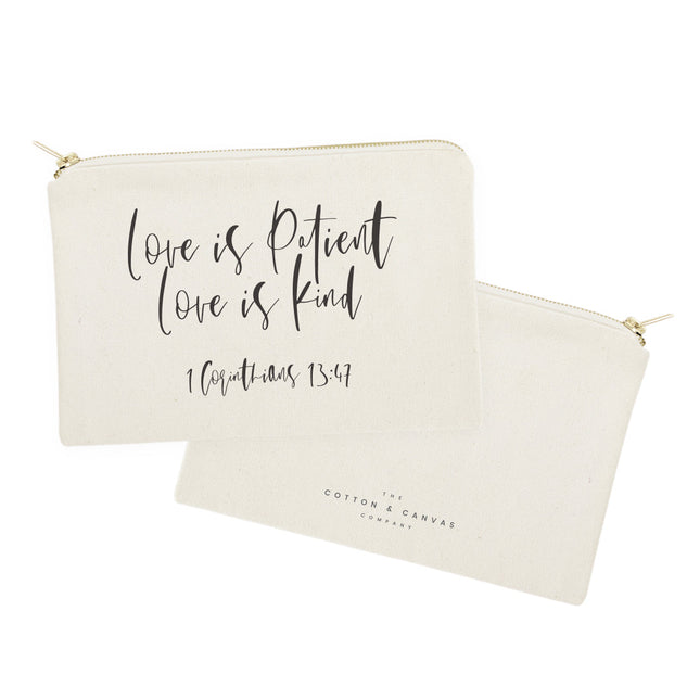 Love is Patient Love is Kind Cotton Canvas Cosmetic Bag by The Cotton & Canvas Co.