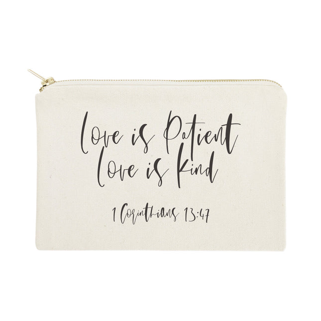 Love is Patient Love is Kind Cotton Canvas Cosmetic Bag by The Cotton & Canvas Co.
