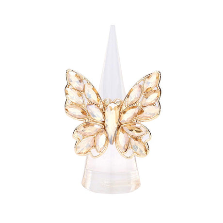 Marquise Stone Cluster Butterfly Stretch Ring by Madeline Love