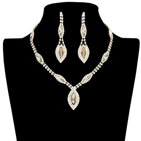 Marquise Stone Accented Rhinestone Necklace Earring Set by Madeline Love