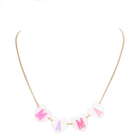 Mama Message Glittered Lucite Heart Link Necklace by Madeline Love