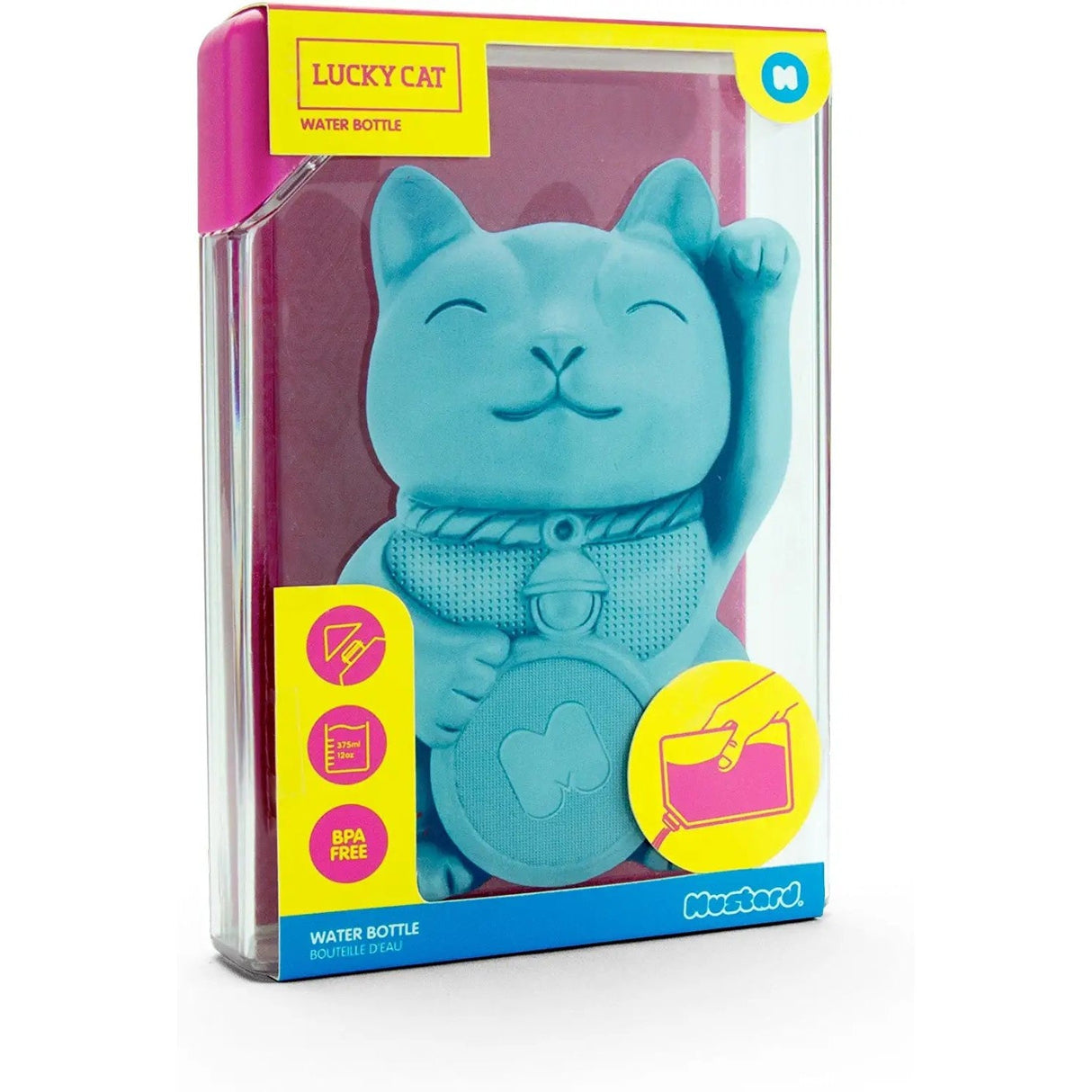 Lucky Cat Rectangular Water Bottle | Fits in Handbag by The Bullish Store