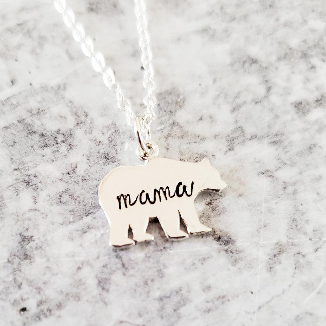 MAMA Bear Silver Necklace by Salt and Sparkle