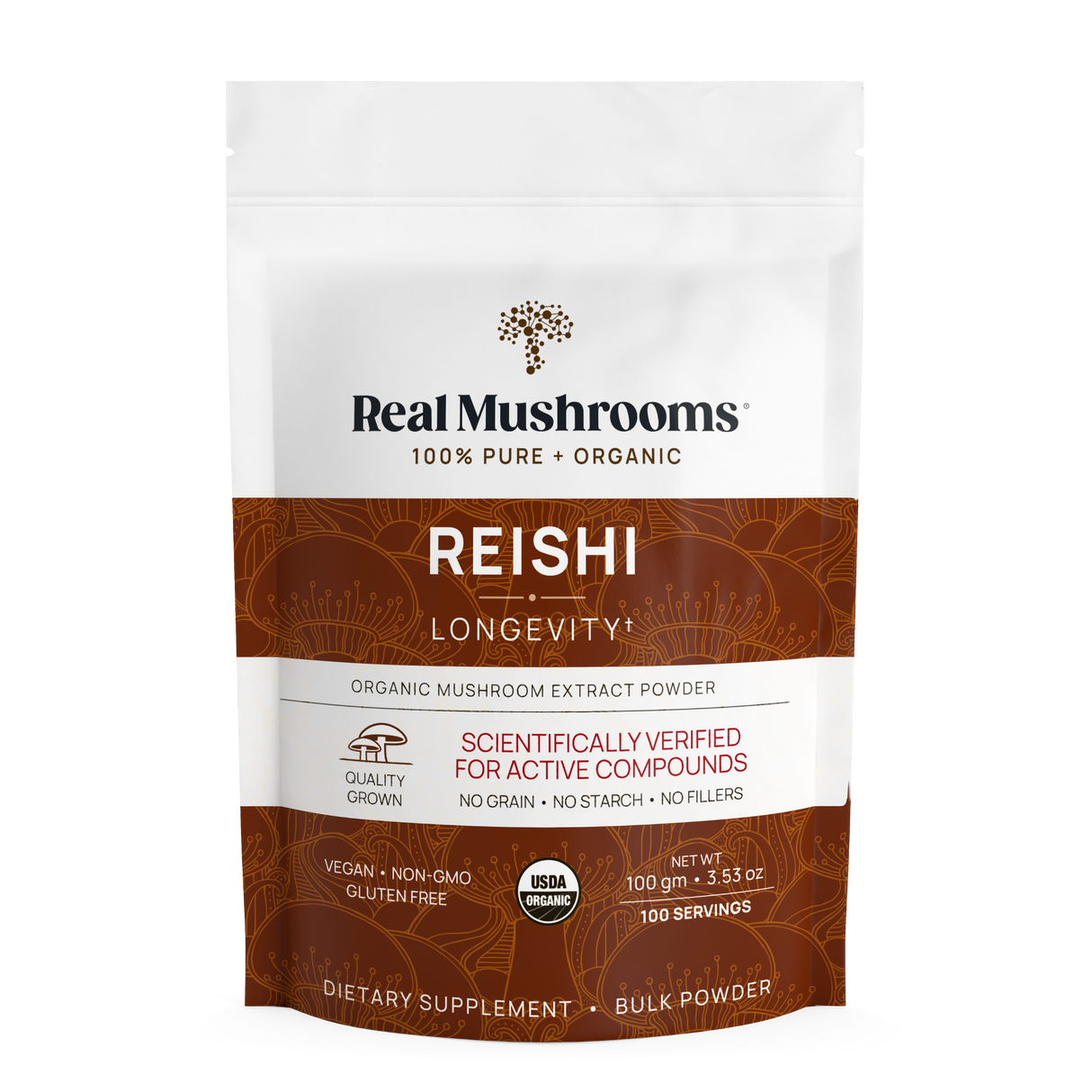 Organic Reishi Mushroom Powder – Bulk Extract by Real Mushrooms