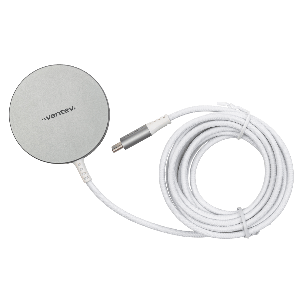 Ventev 15W ULTRAFAST Wireless Magnetic Charger with Extra-Long 10 Foot Alloy Cable Silver by Ventev