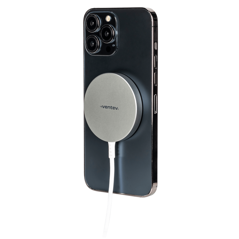 Ventev 15W ULTRAFAST Wireless Magnetic Charger with Extra-Long 10 Foot Alloy Cable Silver by Ventev