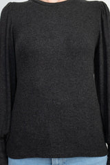 Catherine Malandrino Crew Neck Long Sleeve Elastic Cuff’s Solid Knit Top by Curated Brands