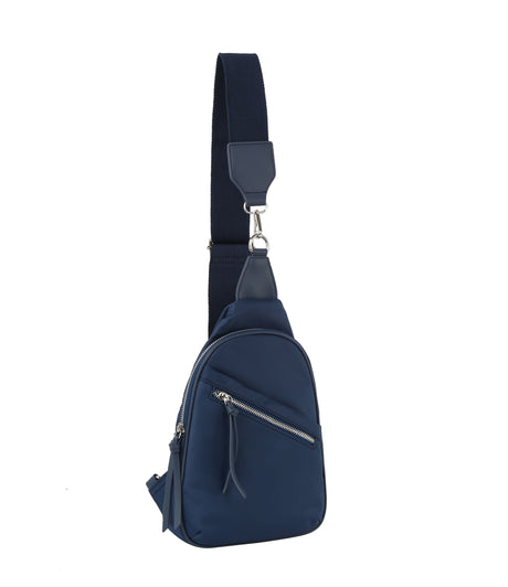 Diagnal zip front sling backpack by hfstylish