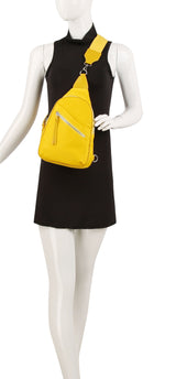 Diagnal zip front sling backpack by hfstylish