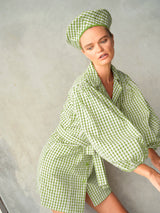 MEGHAN Mini Gingham Dress, in Lime Green by BrunnaCo