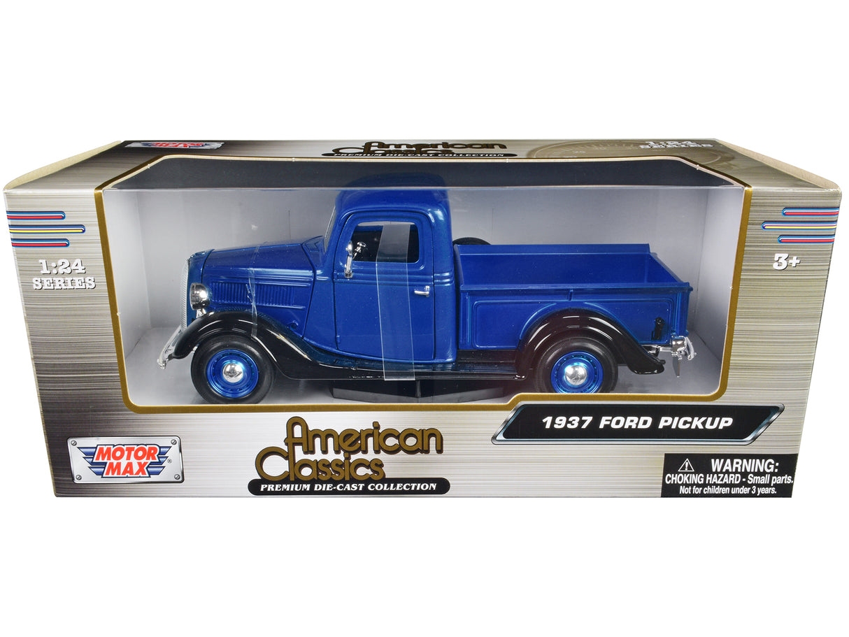 1937 Ford Pickup Truck Blue Metallic and Black "American Classics" 1/24 Diecast Model Car by Motormax