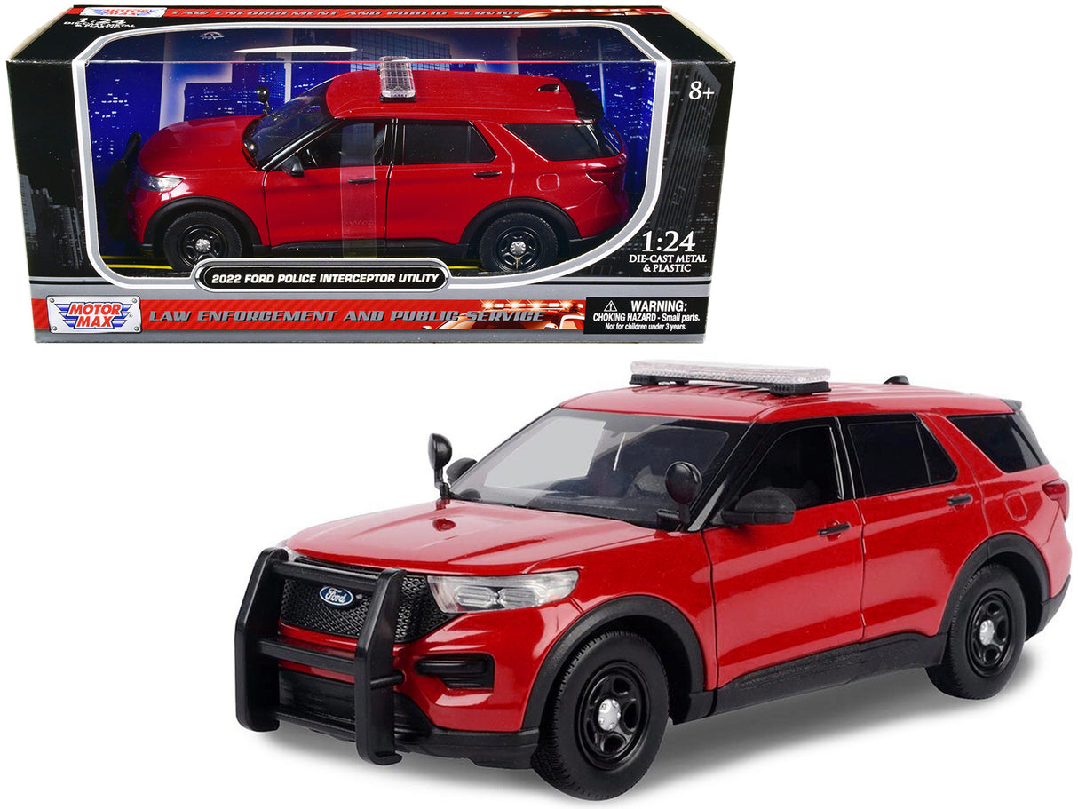 2022 Ford Police Interceptor Utility Unmarked Red 1/24 Diecast Model Car by Motormax