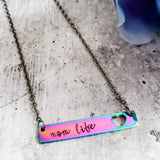 MOM LIFE Rainbow Bar Necklace by Salt and Sparkle