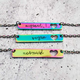 MOM LIFE Rainbow Bar Necklace by Salt and Sparkle