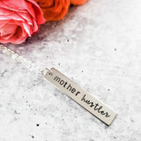 MOTHER HUSTLER Vertical Bar Necklace by Salt and Sparkle