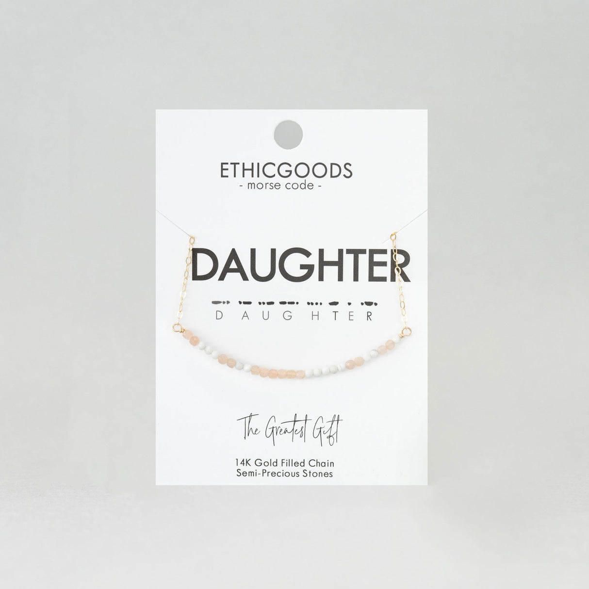 Morse Code Dainty Stone Necklace // Daughter by ETHICGOODS