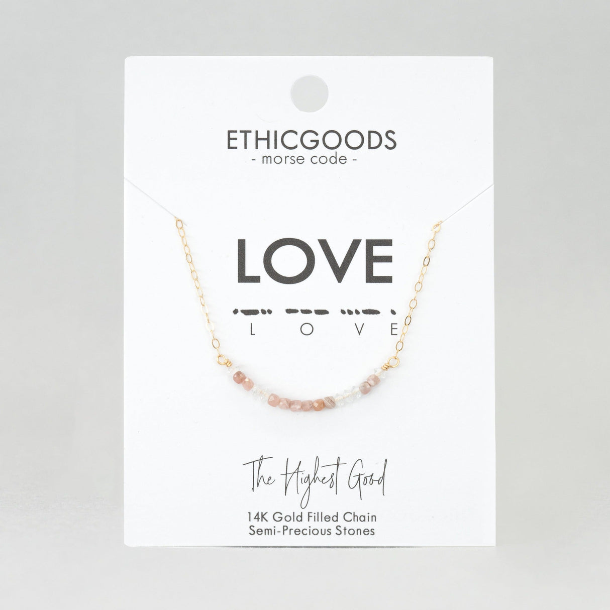 Morse Code Dainty Stone Necklace // Love by ETHICGOODS