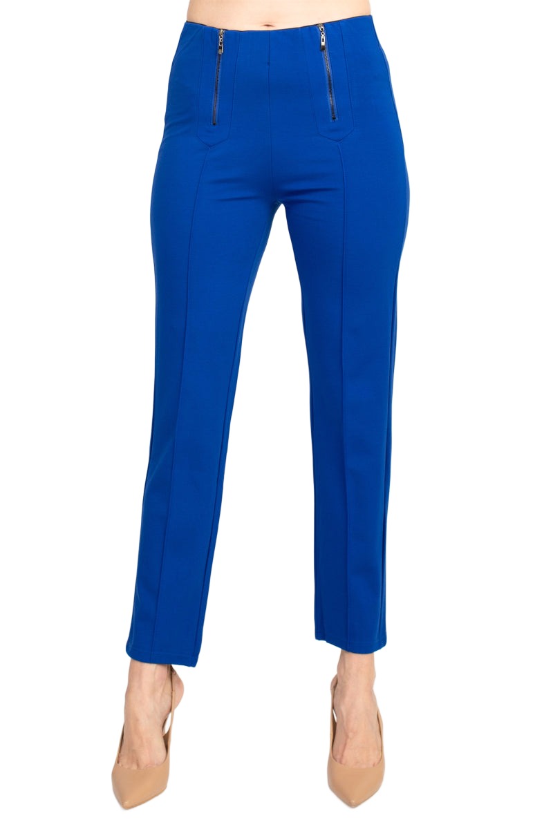 Nicole Miller Banded Mid Waist Solid Millennium Pant - Surf the Web by Curated Brands