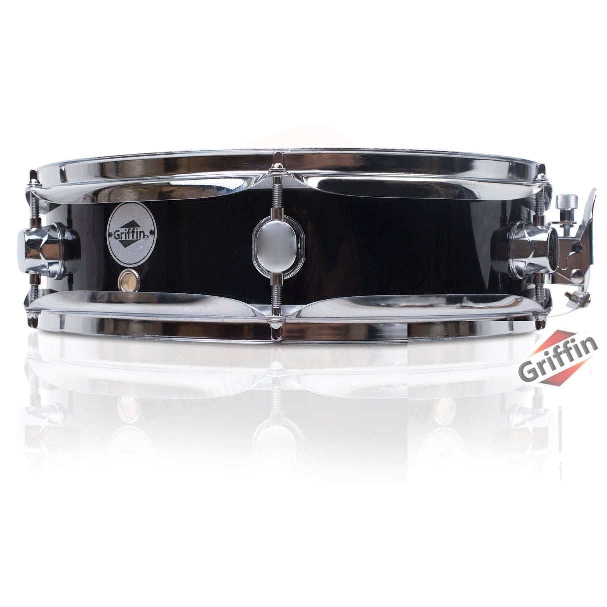 Piccolo Snare Drum 13" x 3.5" by GRIFFIN - 100% Poplar Wood Shell with Black PVC & White Coated Drum Head - Drummers Acoustic Marching Kit Percussion by GeekStands.com