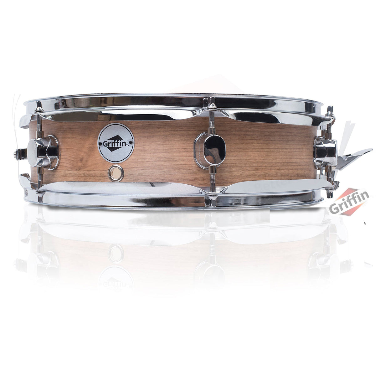 Piccolo Snare Drum 13" x 3.5" by GRIFFIN - 100% Poplar Shell with Oak Wood Finish & Coated Drum Head - Professional Marching Drummers Percussion by GeekStands.com