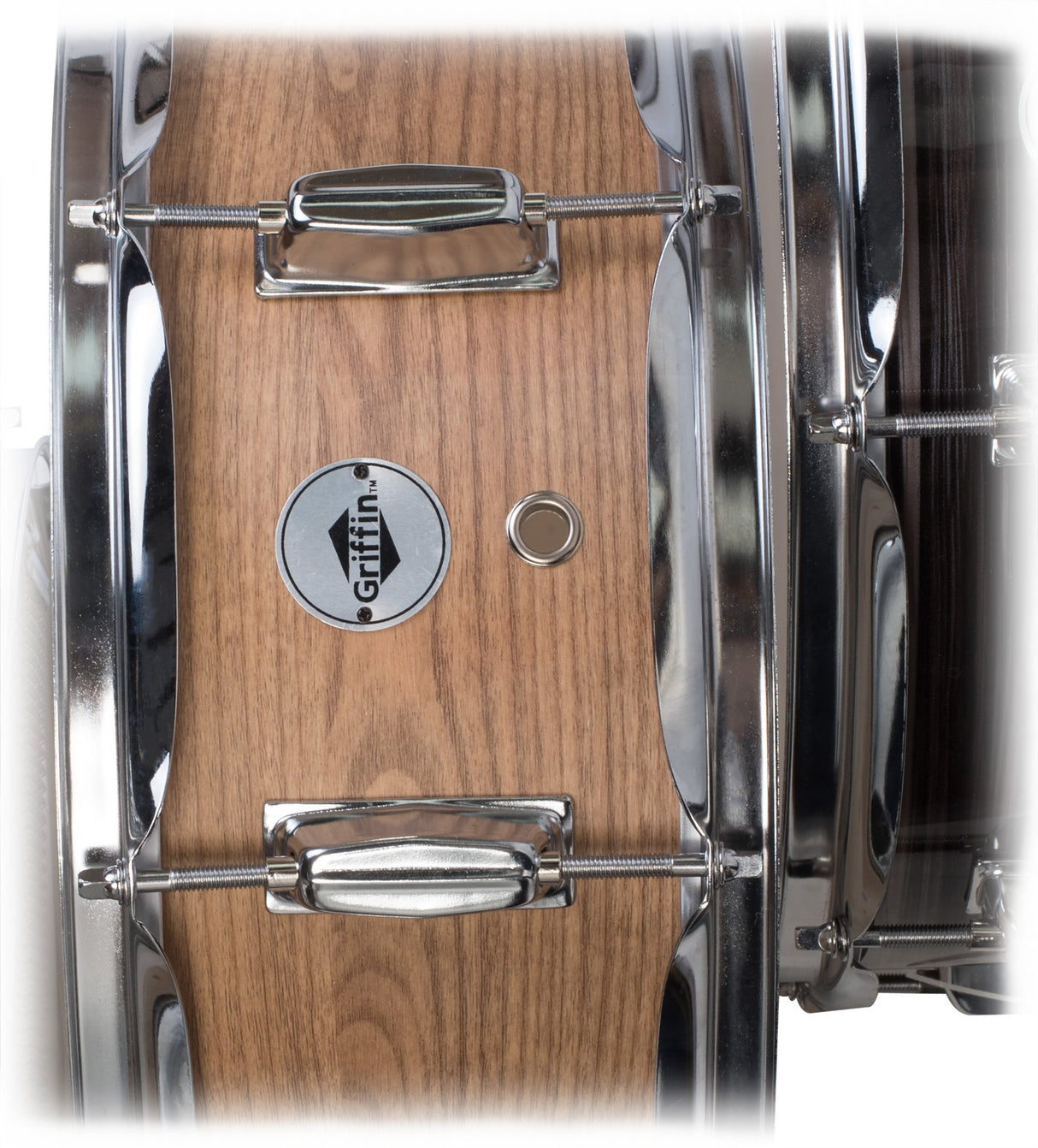 Oak Wood Snare Drum by GRIFFIN - PVC on Poplar Wood Shell 14" x 5.5" - Percussion Musical Instrument with Drummers Key for Students & Professionals by GeekStands.com