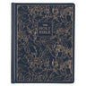 KJV Holy Bible, Large Print Note-Taking Bible, Faux Leather Hardcover - King James Version, Navy W/Gold Floral