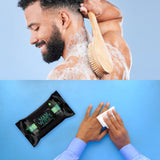 Clean & Refresh Bundle: 1200 Flushable Man Wipes (Mint Scented) - 12 Pack + Bath Body Brush With Long Bamboo Handle by Pursonic