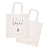 Personalized Name Champagne Celebration Maid of Honor Wedding Cotton Canvas Tote Bag by The Cotton & Canvas Co.