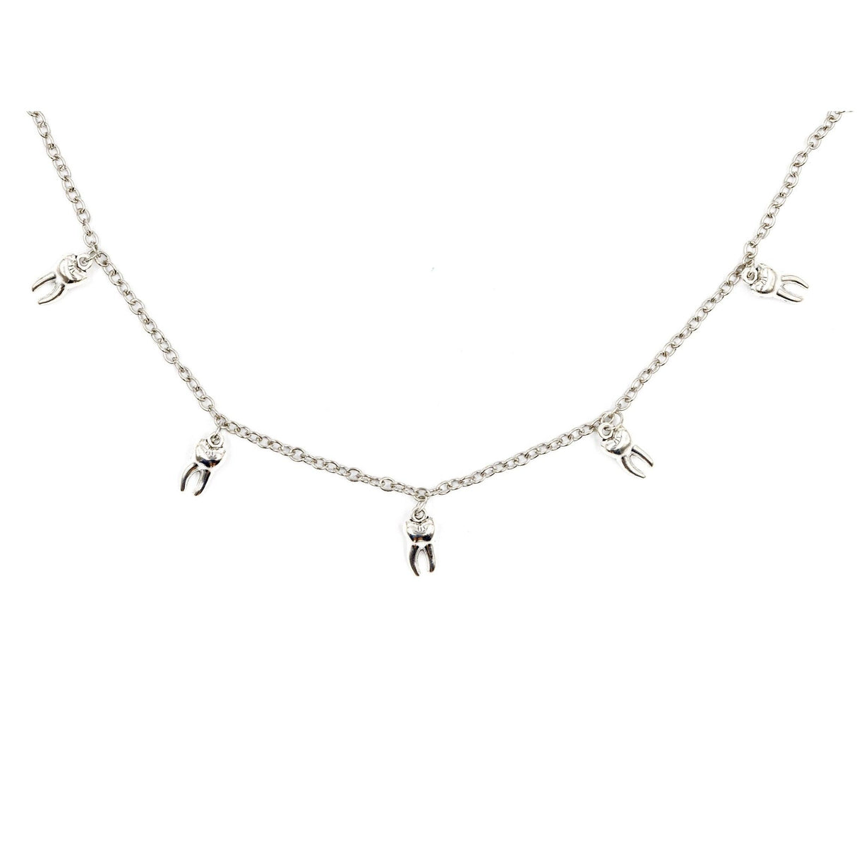 Man-Repeller Teeth Necklace in Silver by The Bullish Store - Vysn