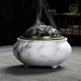 Marble Coil Censer Incense Burner Copper Cover Ceramic by incenseocean