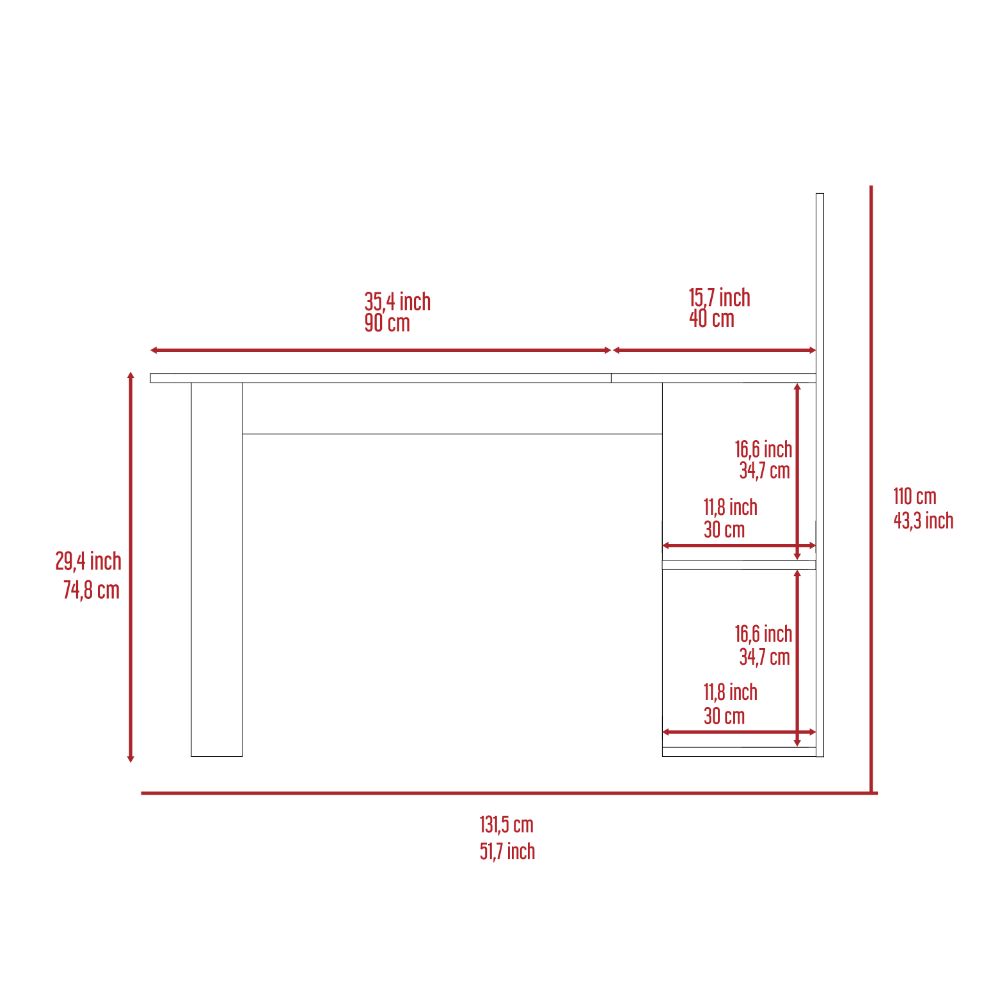 Fresno L-Shaped Computer Desk, Four Shelves by FM FURNITURE