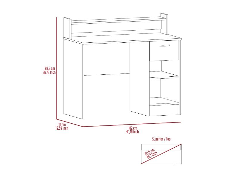 Charlotte Computer Desk, Two Shelves, One  Drawer by FM FURNITURE